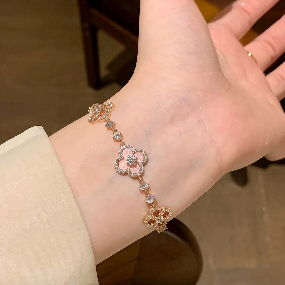 Pink Diamond Clover Bracelet
